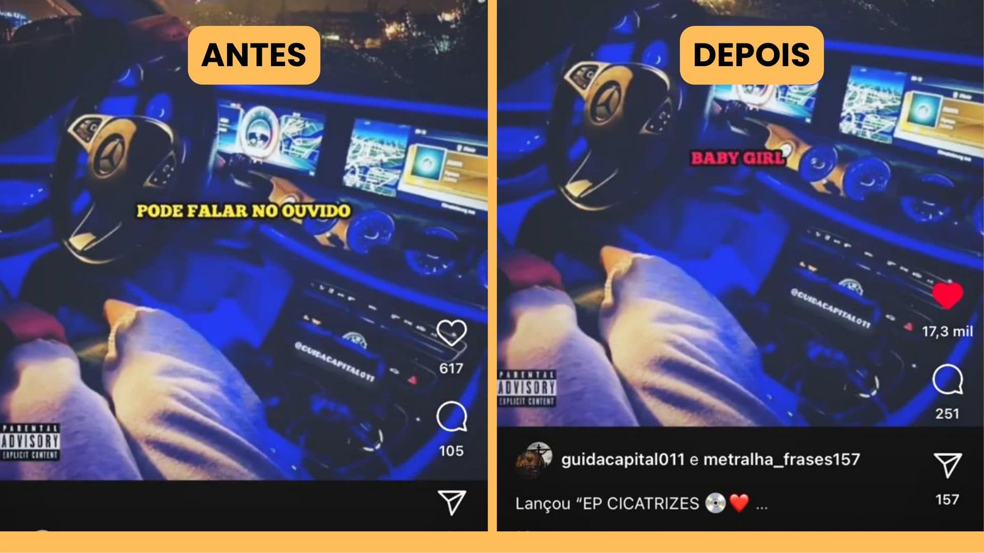 Antes e depois da campanha de @guidacapital011