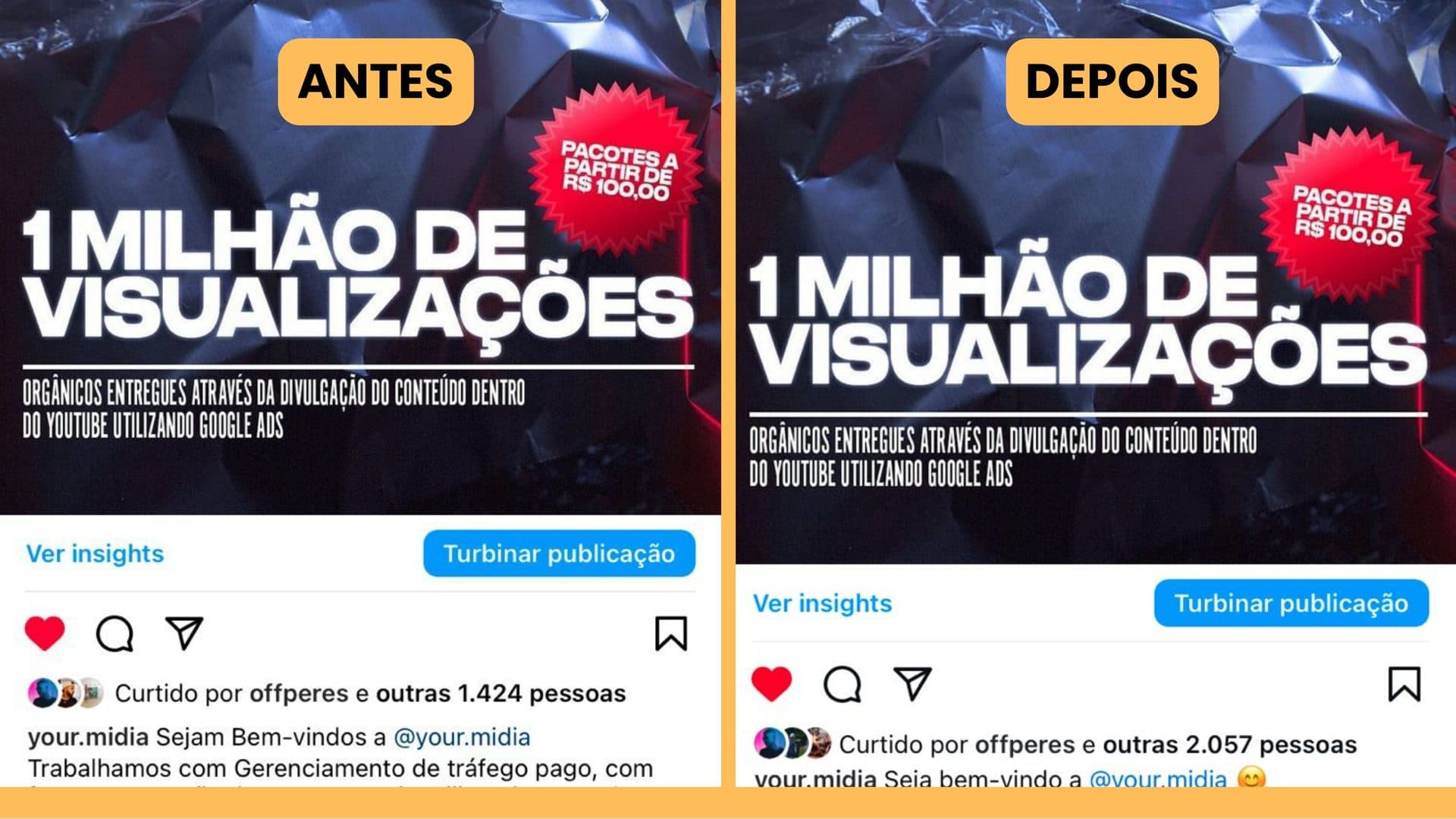 Antes e depois da campanha de your.midia (próprio)